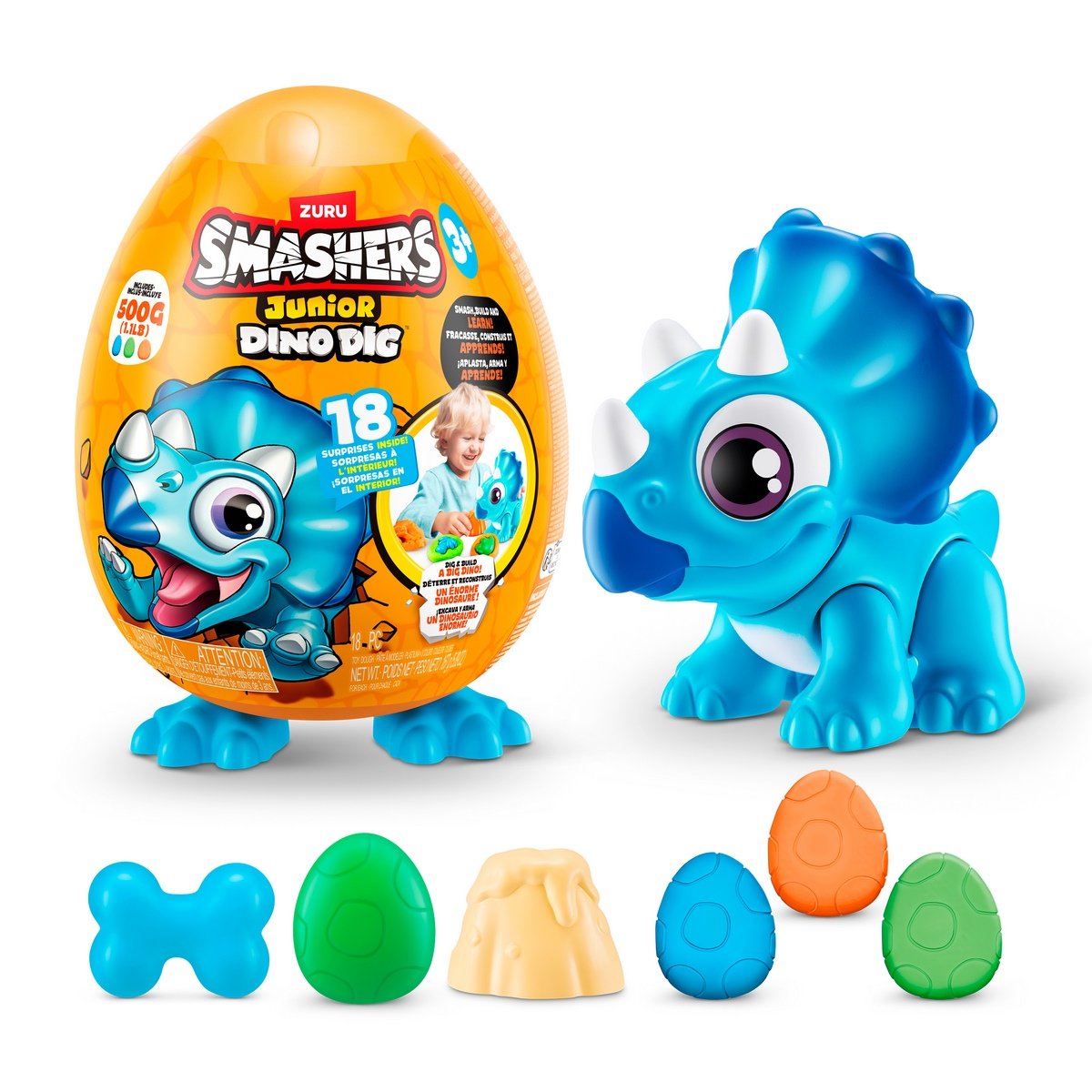 Huevo Con Dinosaurio Para Excavar Smashers Junior De Zuru - Triceratops